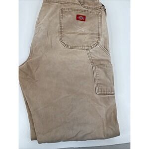 Dickies Carpenter Pants Mens 44x32 Tan Canvas Relaxed Fit Cotton Baggy Work Pant